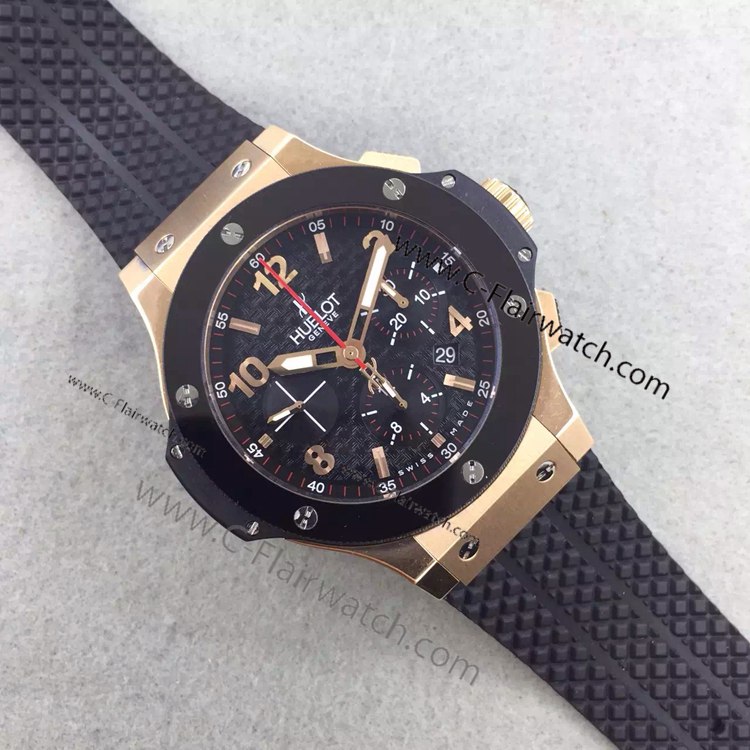 Swiss 7750 Hublot Big Bang Rose Gold Ceramic Bezel watch